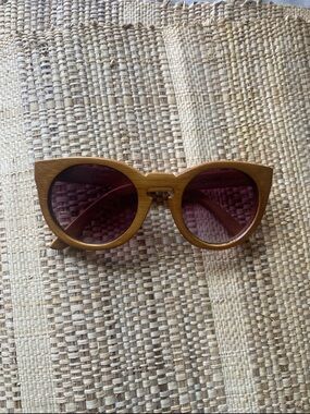 Bamboo Frame Sunglasses with Purple Lenses - Handmade in Toronto (with case)